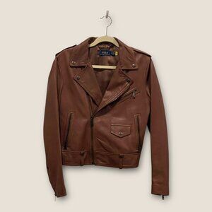 NWOT: RALPH LAUREN POLO DEVINSON LEATHER JACKET, SZ: 10